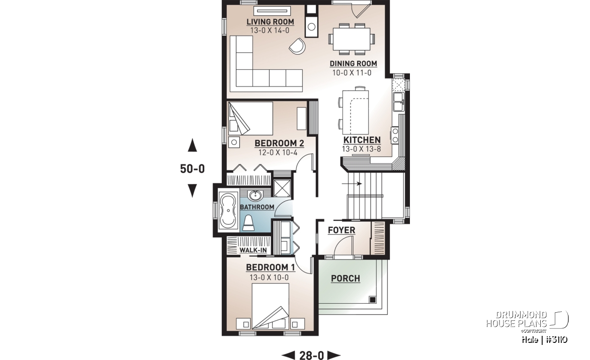 1st level - Spacious 2 bedroom Cape Cod with fireplace, ideal for narrow lots, great open kitchen / living concept - Hale