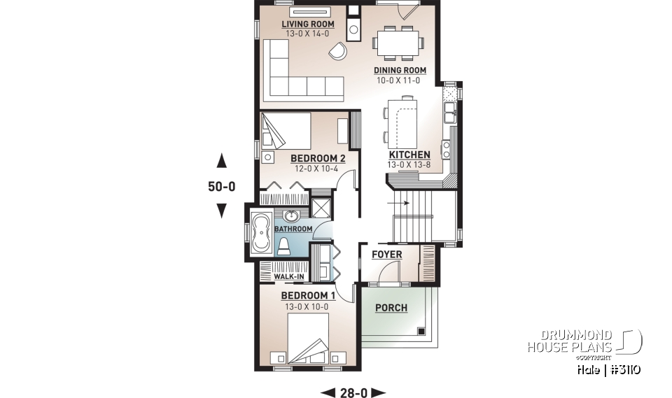 1st level - Spacious 2 bedroom Cape Cod with fireplace, ideal for narrow lots, great open kitchen / living concept - Hale