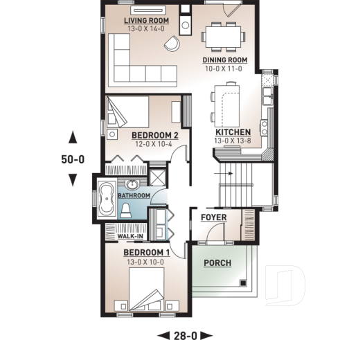 1st level - Spacious 2 bedroom Cape Cod with fireplace, ideal for narrow lots, great open kitchen / living concept - Hale