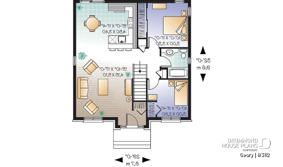 1st level - Traditional 1 storey house plan, 2 bedroom ideal for first home buyers, kitchen nicely designed - Geary