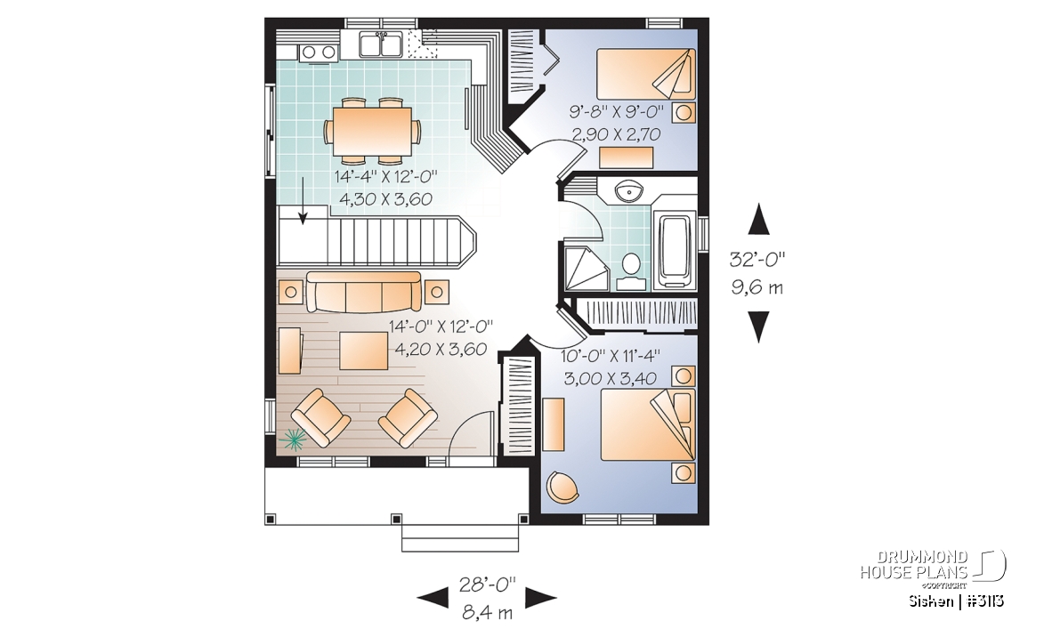 1st level - Lozère House Plan (#3113) | Affordable Small Country Home with Simple Construction - Sisken