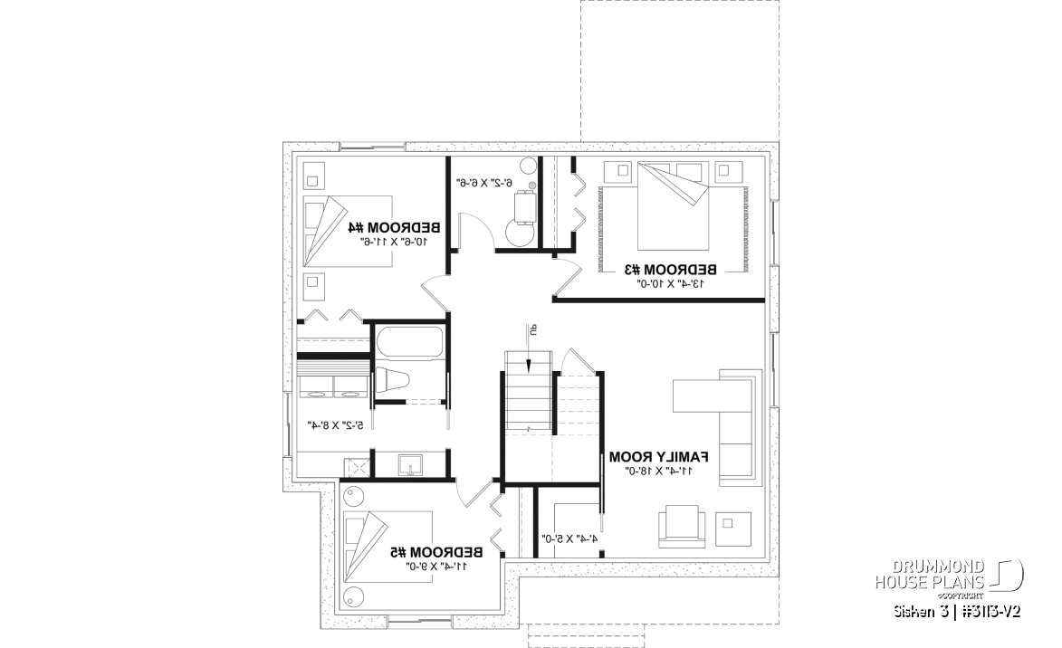 Finished basement (Optional $) - Affordable Compact Farmhouse Ranch Home Plan with Up to 5 Bedrooms and Optional Finished Basement - Sisken 3