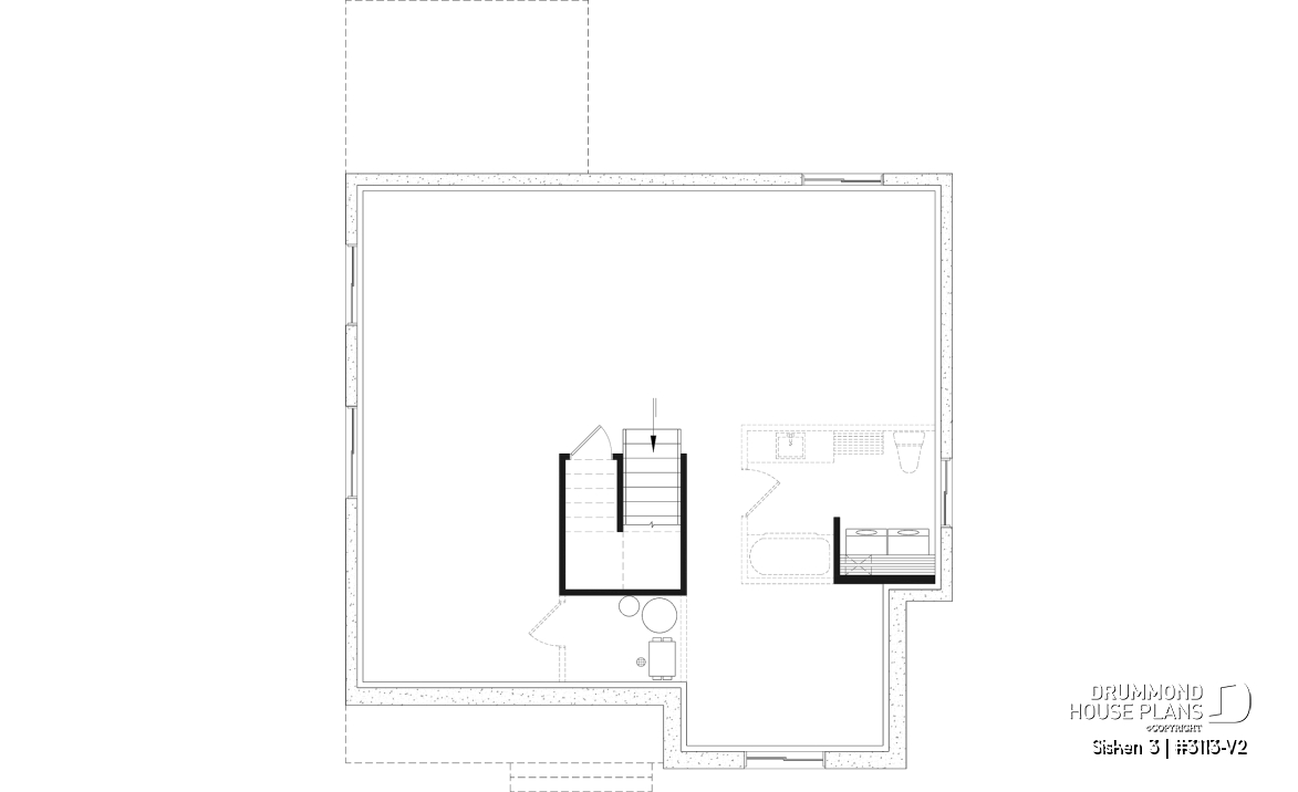 Unfinished basement - Affordable Compact Farmhouse Ranch Home Plan with Up to 5 Bedrooms and Optional Finished Basement - Sisken 3