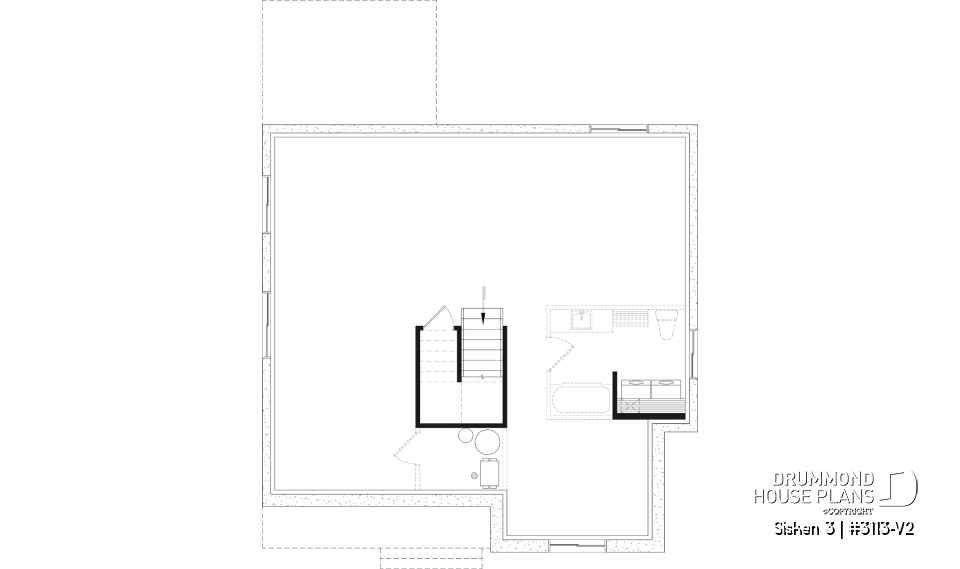 Unfinished basement - Affordable Compact Farmhouse Ranch Home Plan with Up to 5 Bedrooms and Optional Finished Basement - Sisken 3