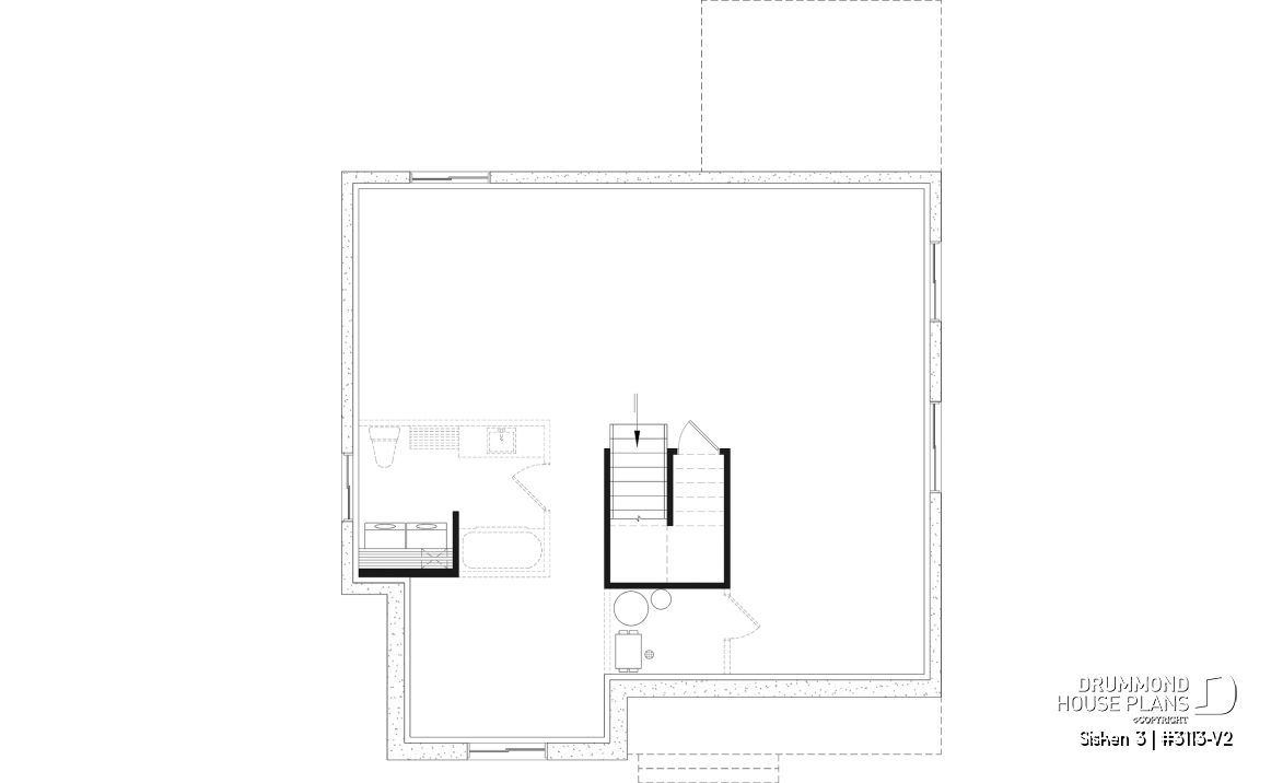 Unfinished basement - Affordable Compact Farmhouse Ranch Home Plan with Up to 5 Bedrooms and Optional Finished Basement - Sisken 3