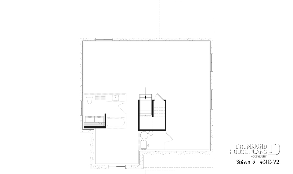 Unfinished basement - Affordable Compact Farmhouse Ranch Home Plan with Up to 5 Bedrooms and Optional Finished Basement - Sisken 3