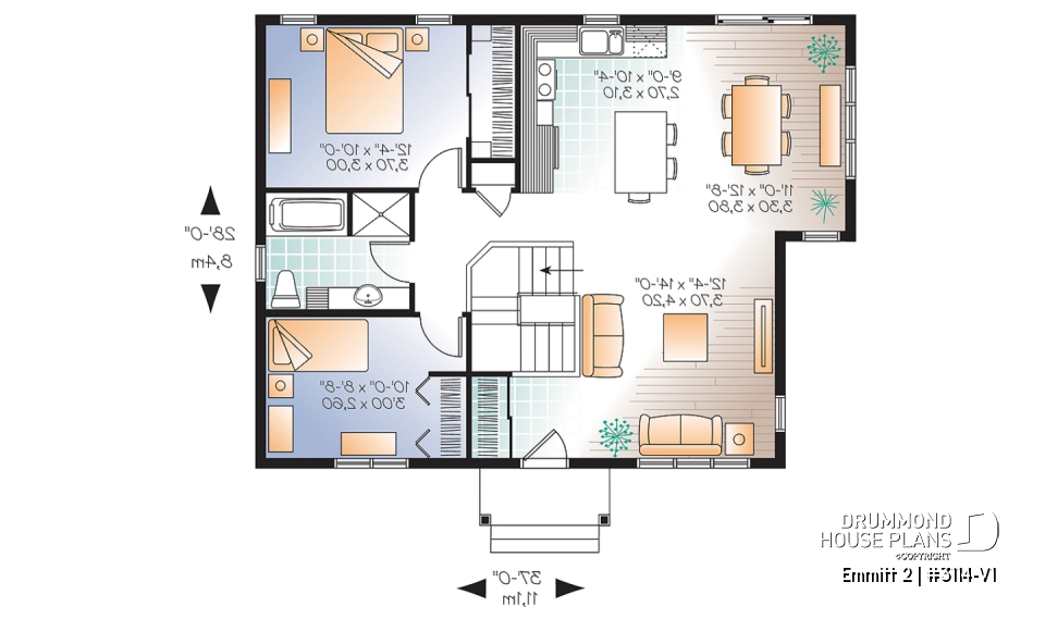 1st level - Country rustic home plan with 2 bedrooms, ideal for first home buyers, beautiful style on a budget - Emmitt 2