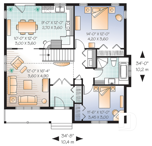 1st level - 2 bedroom ranch bungalow, affordable, cathedral ceiling, eat-in kitchen, pantry,laundry on main - Padgett