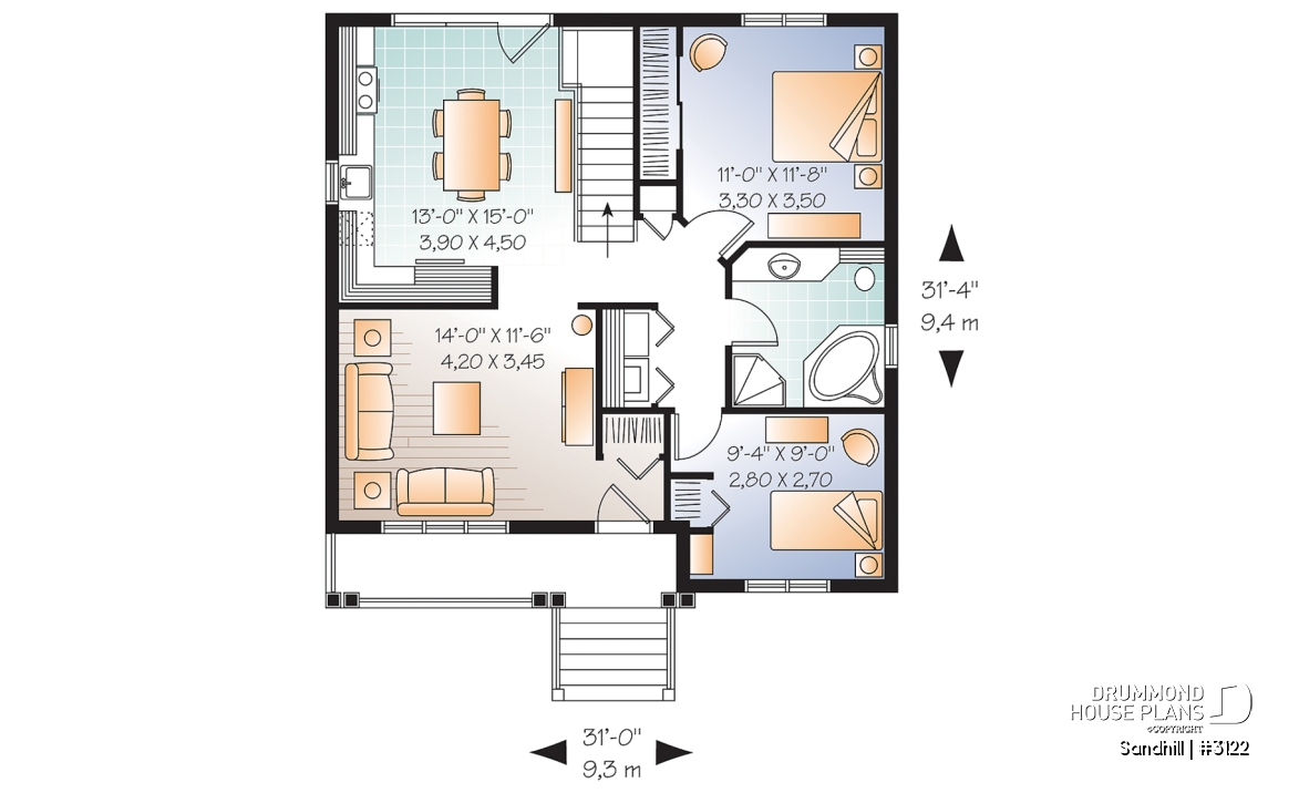 1st level - Simple and Cost-Effective Home Design – Country Bungalow Perfect for Owner-Builders - Sandhill