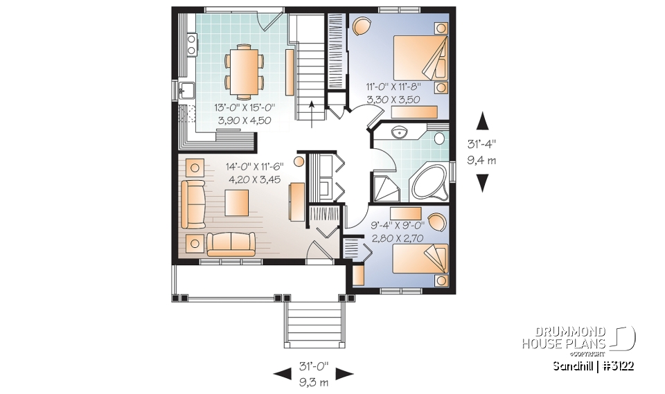 1st level - Simple and Cost-Effective Home Design – Country Bungalow Perfect for Owner-Builders - Sandhill