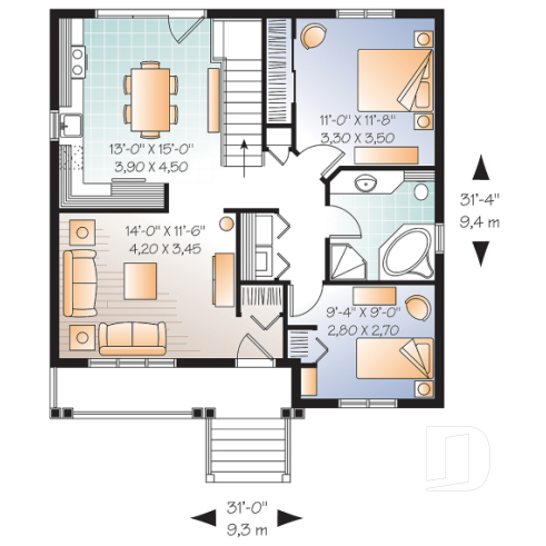 1st level - Simple and Cost-Effective Home Design – Country Bungalow Perfect for Owner-Builders - Sandhill