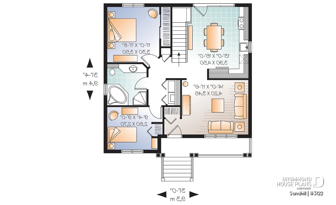 1st level - Simple and Cost-Effective Home Design – Country Bungalow Perfect for Owner-Builders - Sandhill