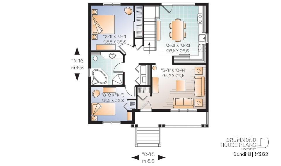 1st level - Simple and Cost-Effective Home Design – Country Bungalow Perfect for Owner-Builders - Sandhill