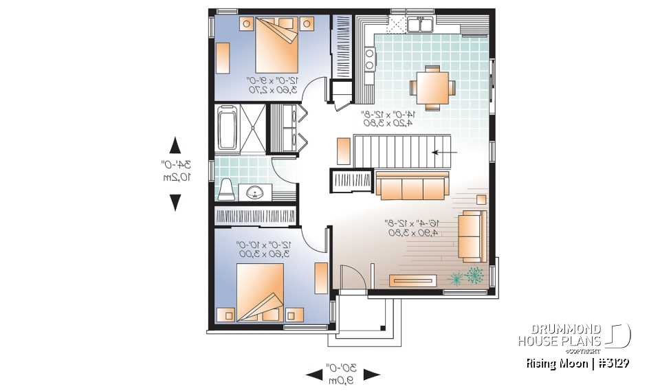 1st level - Small, modern &amp; economical open concept bungalow with unfinished basement, large shower, eat-in kitchen - Rising Moon
