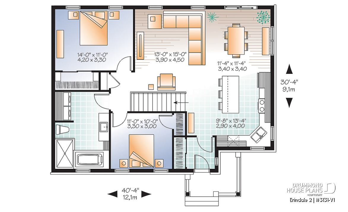 1st level - Cozy and affordable single storey home, craftsman style inspired, large kitchen with island, large bathroom - Erindale 2