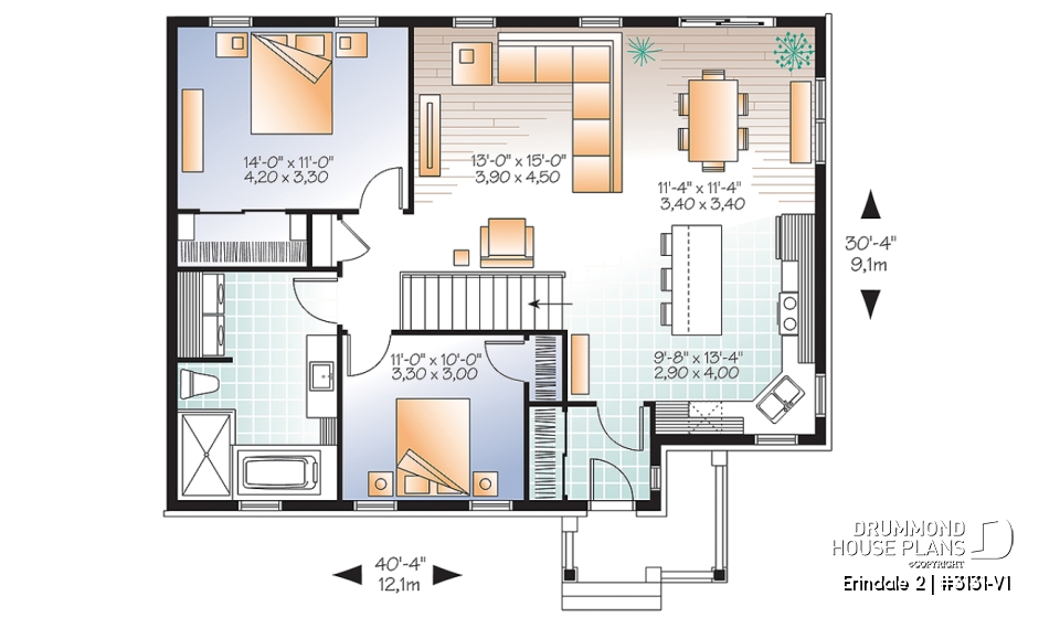 1st level - Cozy and affordable single storey home, craftsman style inspired, large kitchen with island, large bathroom - Erindale 2