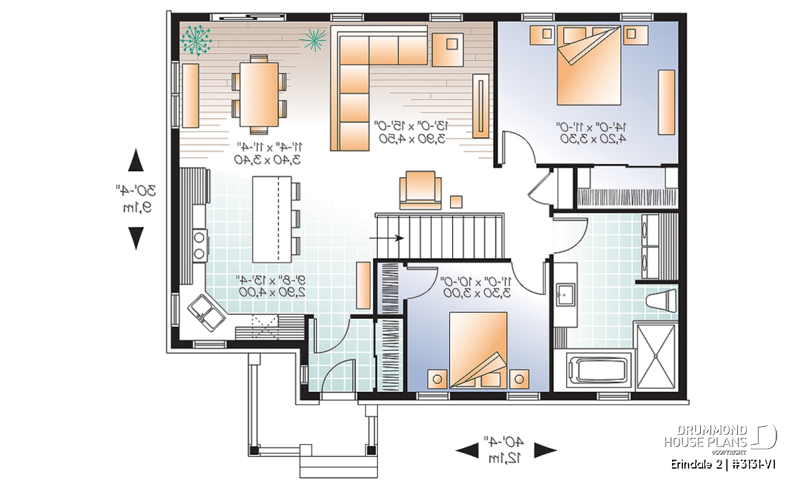 1st level - Cozy and affordable single storey home, craftsman style inspired, large kitchen with island, large bathroom - Erindale 2