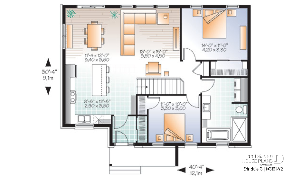 1st level - Open concept modern bungalow with 2 large bedrooms, great open floor plan concept - Erindale 3