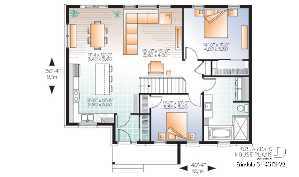 1st level - Open concept modern bungalow with 2 large bedrooms, great open floor plan concept - Erindale 3