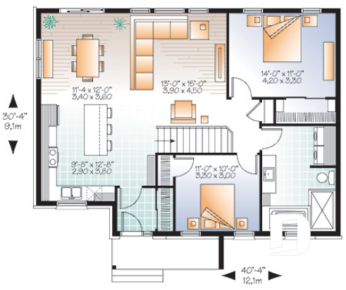 1st level - Open concept modern bungalow with 2 large bedrooms, great open floor plan concept - Erindale 3