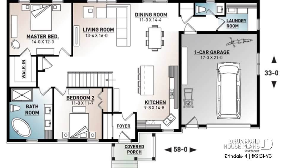 1st level - Open floor plan Ranch Bungalow with lots of amenities such as walk-in, laundry room, garage and more - Erindale 4