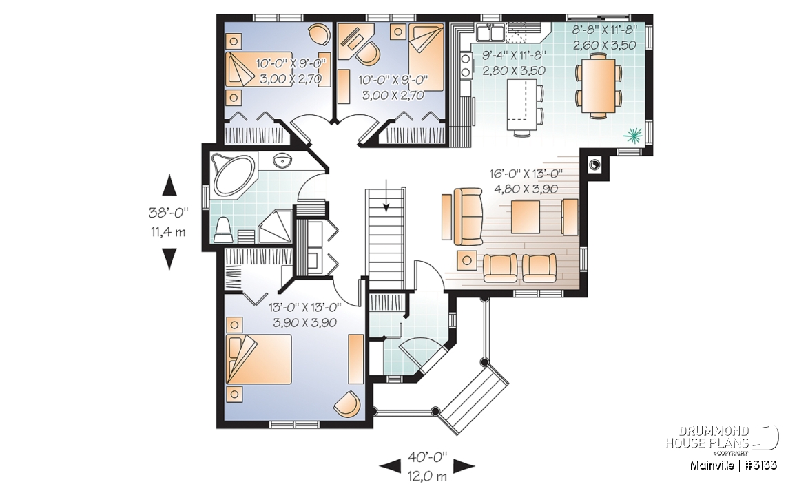 1st level - Affordable Country style bungalow, open floor plan, 3 bedrooms, laundry on main floor &amp; full basement - Mainville