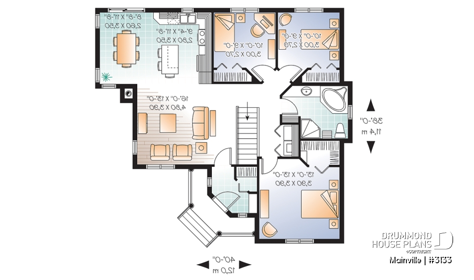 1st level - Affordable Country style bungalow, open floor plan, 3 bedrooms, laundry on main floor &amp; full basement - Mainville