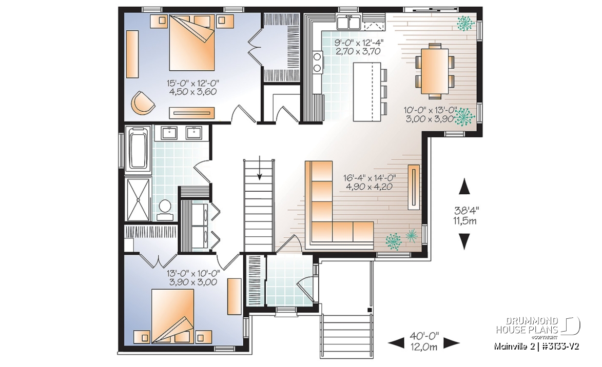 1st level - Modern house plan with great kitchen island and open floor plan concept, lots of storage - Mainville 2