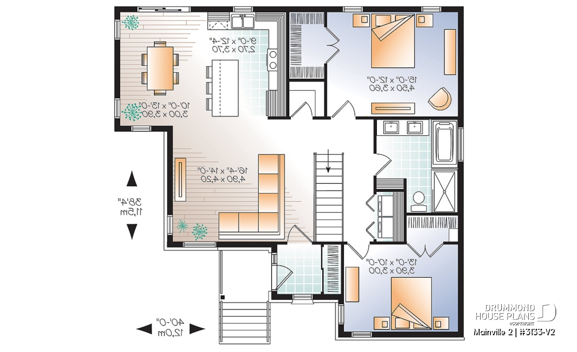 1st level - Modern house plan with great kitchen island and open floor plan concept, lots of storage - Mainville 2