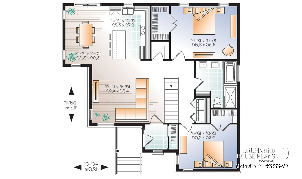 1st level - Modern house plan with great kitchen island and open floor plan concept, lots of storage - Mainville 2