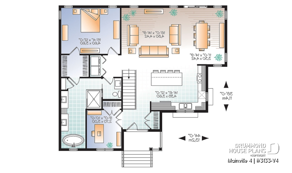 1st level - Affordable 1 to 5 bedroom Bungalow, large master suite, home office, large kitchen island &amp; open floor plan - Mainville 4