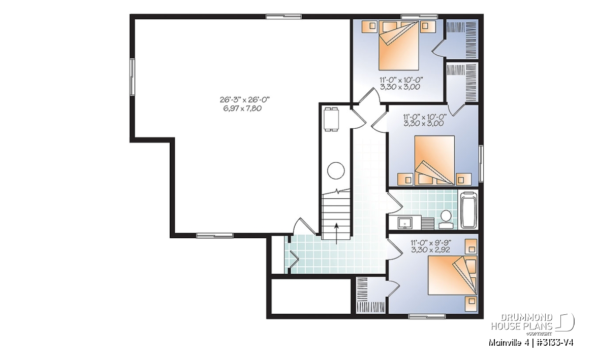 Basement - Affordable 1 to 5 bedroom Bungalow, large master suite, home office, large kitchen island &amp; open floor plan - Mainville 4