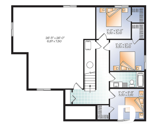 Basement - Affordable 1 to 5 bedroom Bungalow, large master suite, home office, large kitchen island & open floor plan - Mainville 4