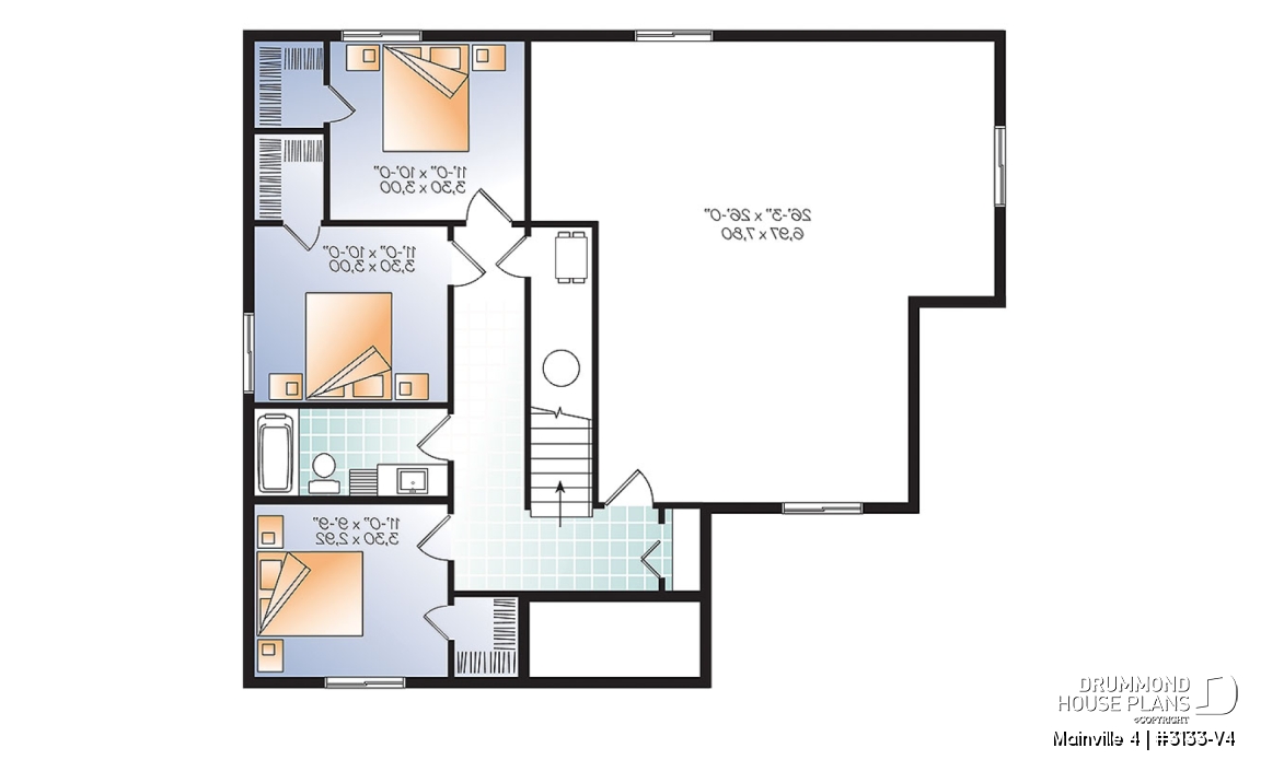 Basement - Affordable 1 to 5 bedroom Bungalow, large master suite, home office, large kitchen island &amp; open floor plan - Mainville 4