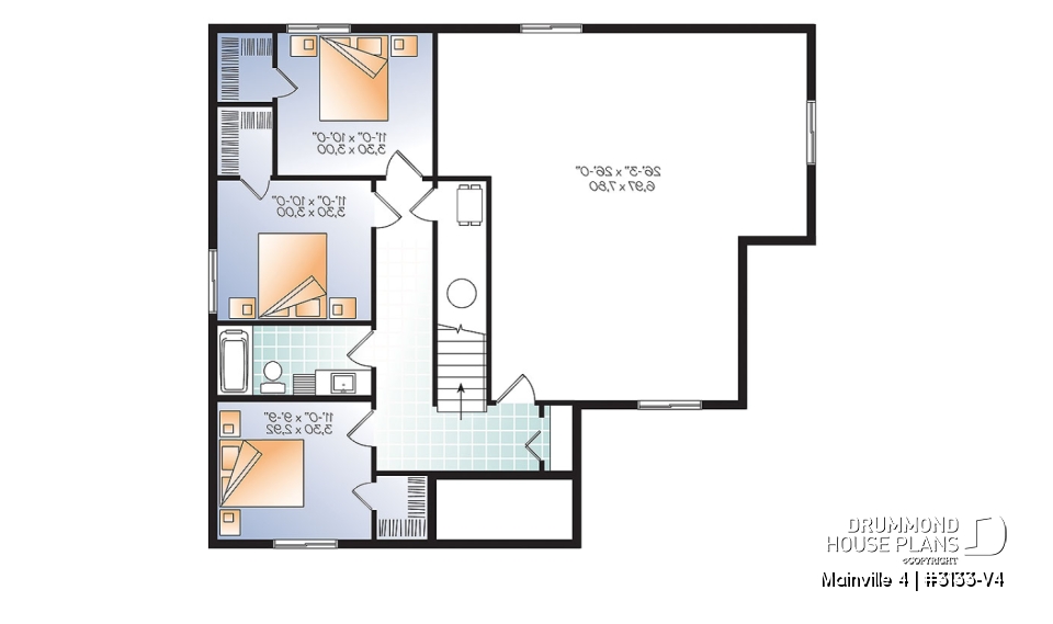 Basement - Affordable 1 to 5 bedroom Bungalow, large master suite, home office, large kitchen island &amp; open floor plan - Mainville 4