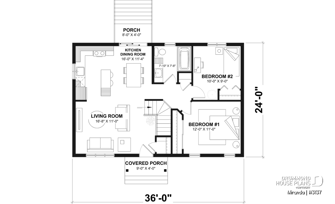 1st level - An affordable house plan designed for the real needs of today’s families - Miranda
