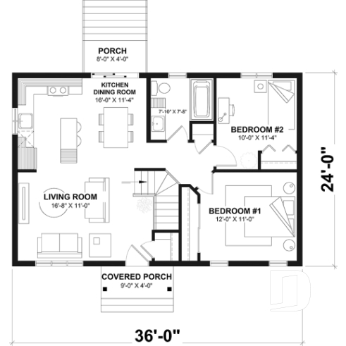 1st level - An affordable house plan designed for the real needs of today’s families - Miranda