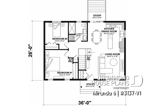 1st level - Economical 4 bedrooms home with 2 family rooms, 2 baths, open floor plan concept - Miranda 6