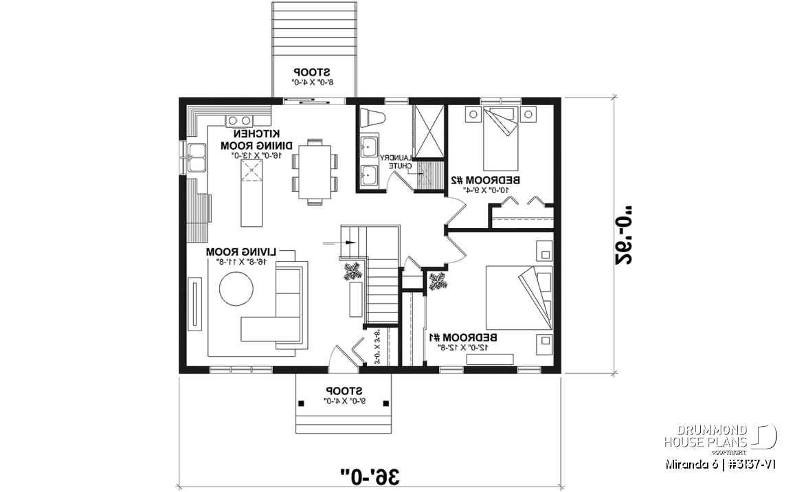 1st level - Affordable Farmhouse House Plan with 4 Bedrooms and Optional Finished Basement – Miranda 6 - Miranda 6