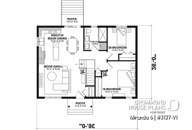1st level - Economical 4 bedrooms home with 2 family rooms, 2 baths, open floor plan concept - Miranda 6