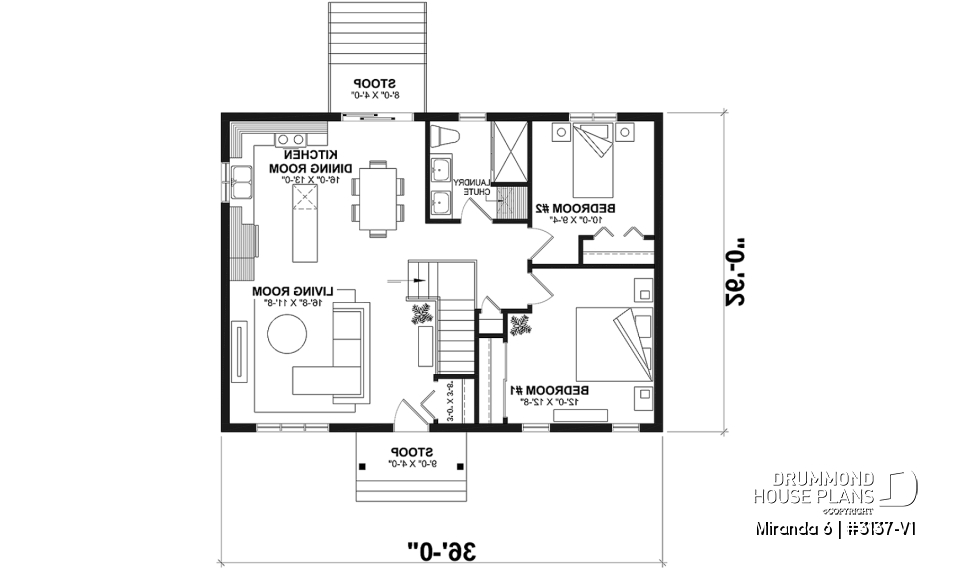 1st level - Affordable Farmhouse House Plan with 4 Bedrooms and Optional Finished Basement – Miranda 6 - Miranda 6