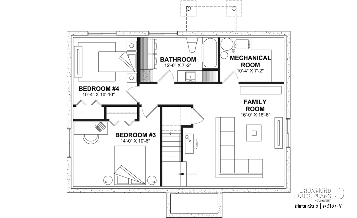 Finished basement (Optional $) - Affordable Farmhouse House Plan with 4 Bedrooms and Optional Finished Basement – Miranda 6 - Miranda 6