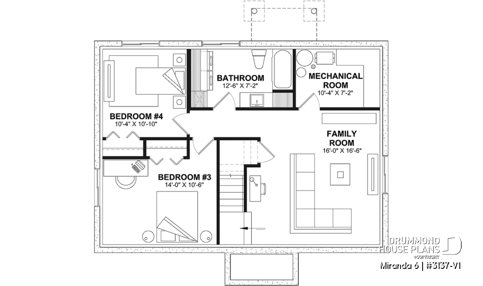 Finished basement (Optional $) - Affordable Farmhouse House Plan with 4 Bedrooms and Optional Finished Basement – Miranda 6 - Miranda 6