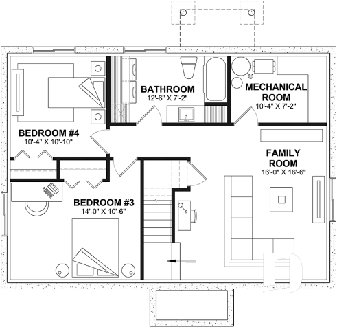 Finished basement (Optional $) - Affordable Farmhouse House Plan with 4 Bedrooms and Optional Finished Basement – Miranda 6 - Miranda 6