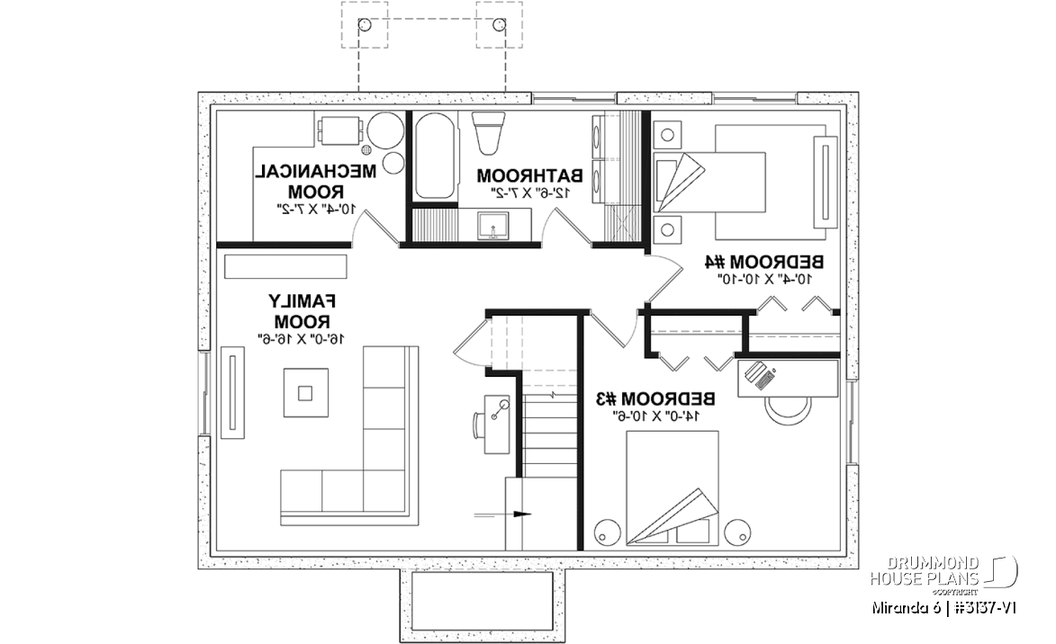 Finished basement (Optional $) - Affordable Farmhouse House Plan with 4 Bedrooms and Optional Finished Basement – Miranda 6 - Miranda 6