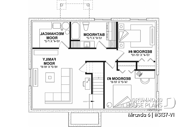 Finished basement (Optional $) - Economical 2 to 4 bedrooms home with 2 family rooms, 2 baths, open floor plan, optional finished basement ($) - Miranda 6