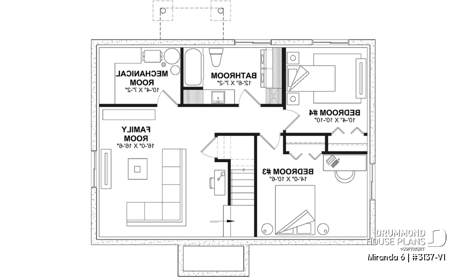 Finished basement (Optional $) - Affordable Farmhouse House Plan with 4 Bedrooms and Optional Finished Basement – Miranda 6 - Miranda 6