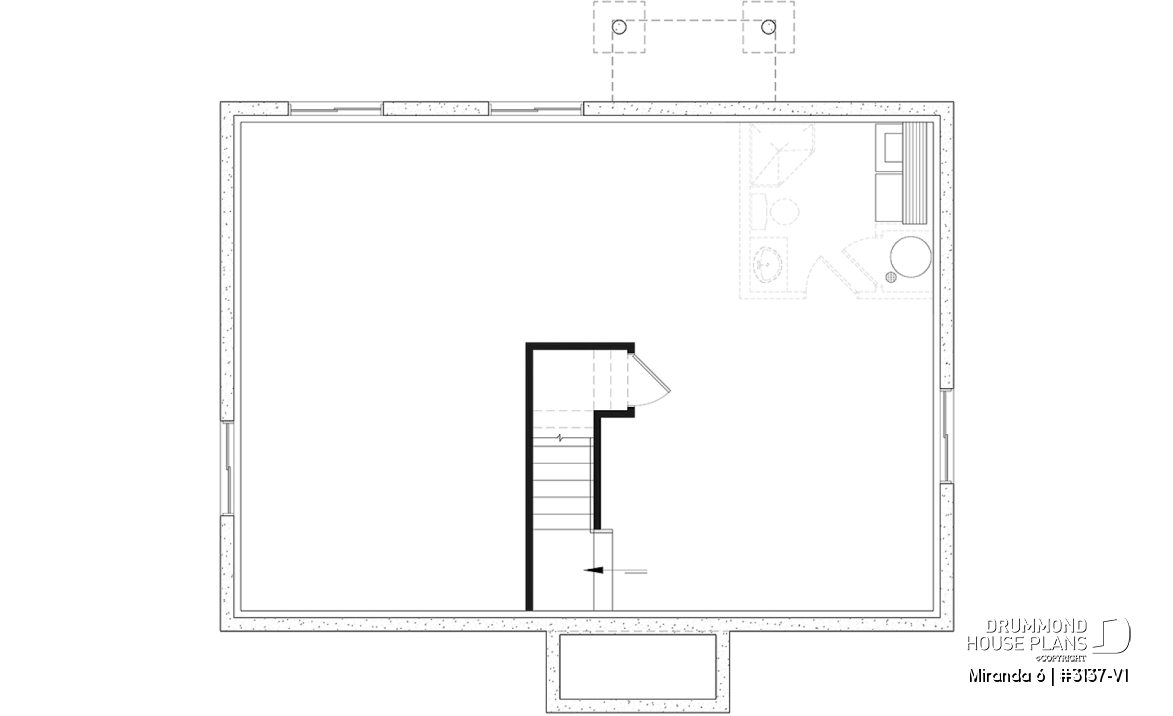 Unfinished basement - Affordable Farmhouse House Plan with 4 Bedrooms and Optional Finished Basement – Miranda 6 - Miranda 6