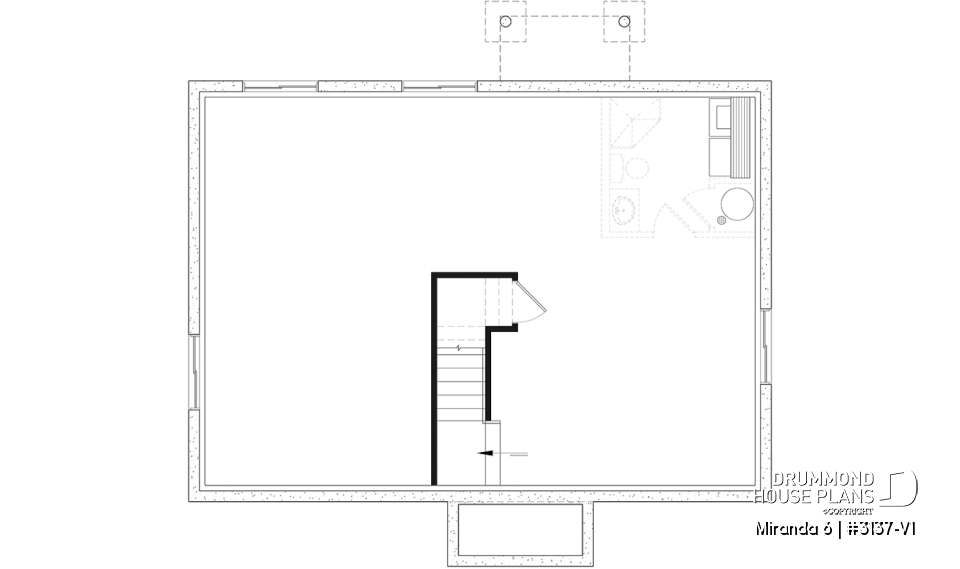 Unfinished basement - Affordable Farmhouse House Plan with 4 Bedrooms and Optional Finished Basement – Miranda 6 - Miranda 6