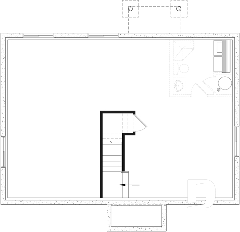 Unfinished basement - Affordable Farmhouse House Plan with 4 Bedrooms and Optional Finished Basement – Miranda 6 - Miranda 6